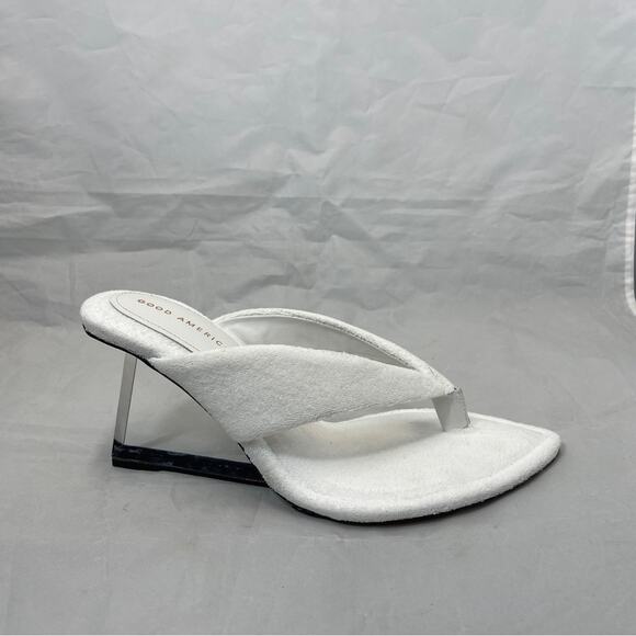 Good American White Terry Lucite Wedge Heels Women 10 - Picture 4 of 16